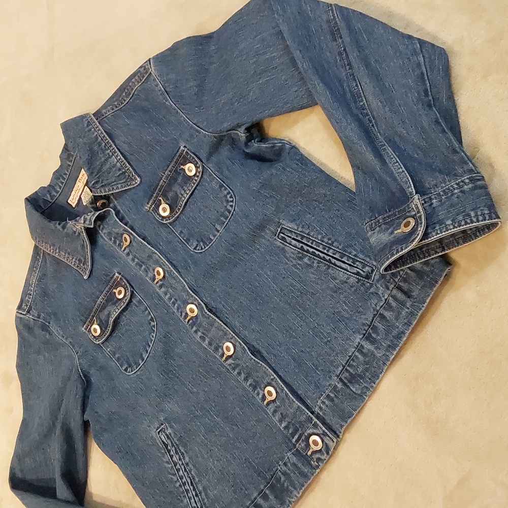 Vintage 80's JAMAICA BAY Blue Denim Button Up Jean Jacket Womens Size L - Picture 3 of 12
